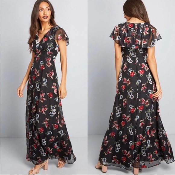 ModCloth x Anna Sui floral velvet maxi dress sz 4 new long - Picture 1 of 5